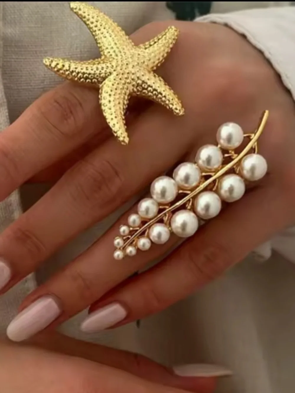 Gold Coastal Starfish Adjustable Ring